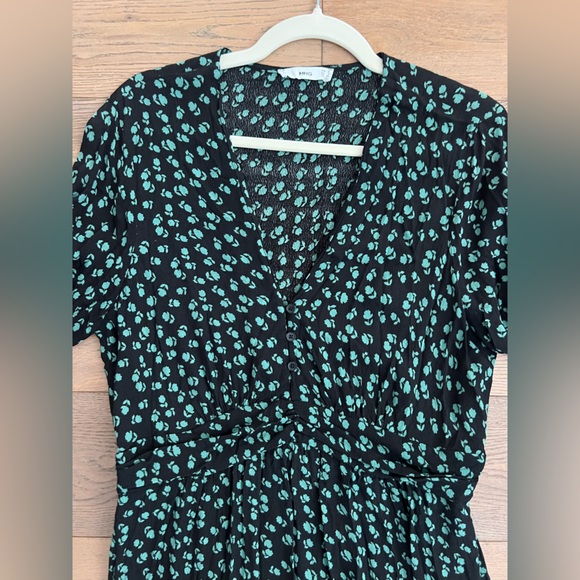 Mango Black and Green Floral Long Sleeve maxi Dress, size XL - Picture 7 of 11